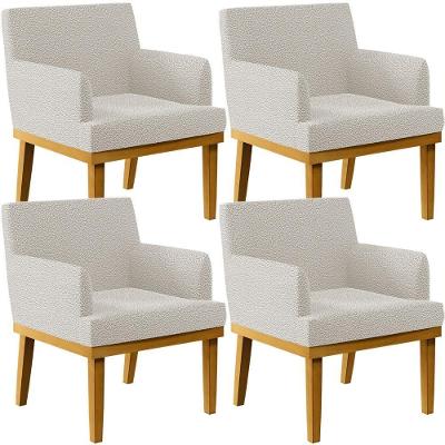 Kit 4 Poltronas E Recepção W01 Bouclê Creme