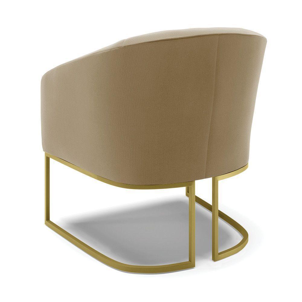 Kit 02 Poltronas Stella Suede Base Metálica Industrial Dourado - D'rossi Cor Marrom Rato - 5