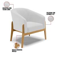 Kit 01 Poltrona E 01 Puff Cinza A05 Base Madeira Castanho - 5
