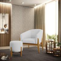 Kit 01 Poltrona E 01 Puff Cinza A05 Base Madeira Castanho - 8