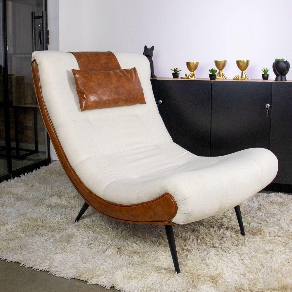 Poltrona Sher Corano Nozes Com Linho Bege A19 De Ferro - 7