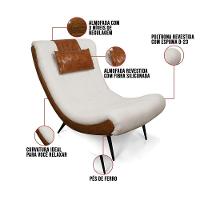 Poltrona Sher Corano Nozes Com Linho Bege A19 De Ferro - 3