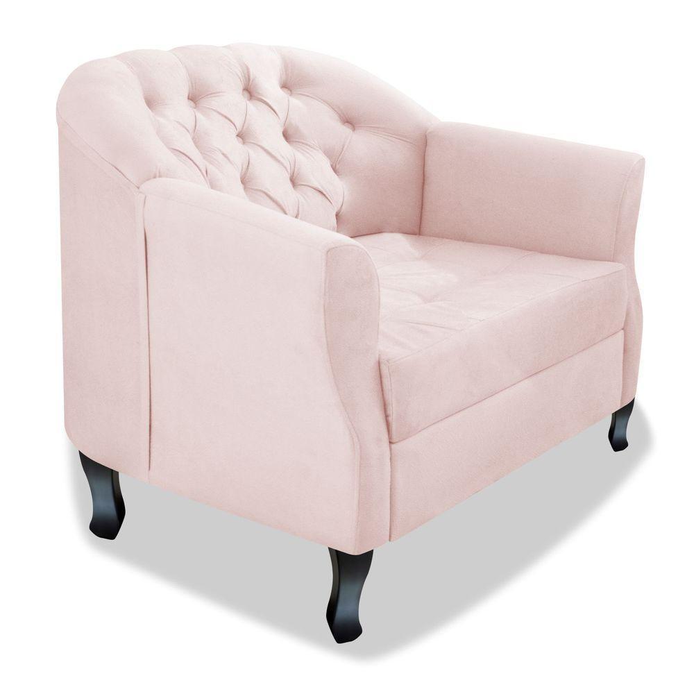 Poltrona Julia A02 Suede Doce Sonho Móveis Cor Rosê - 1