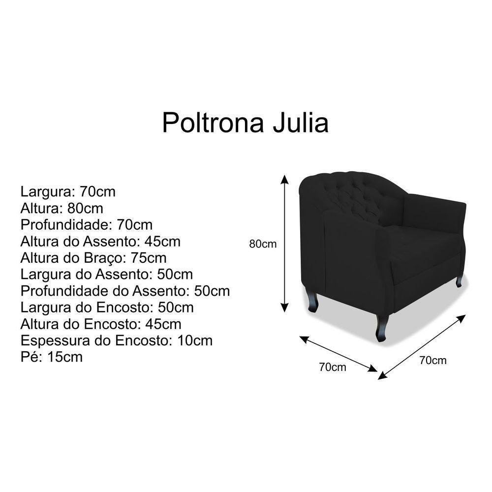 Kit 02 Poltrona Julia A02 Corano Doce Sonho Móveis Preto - 4