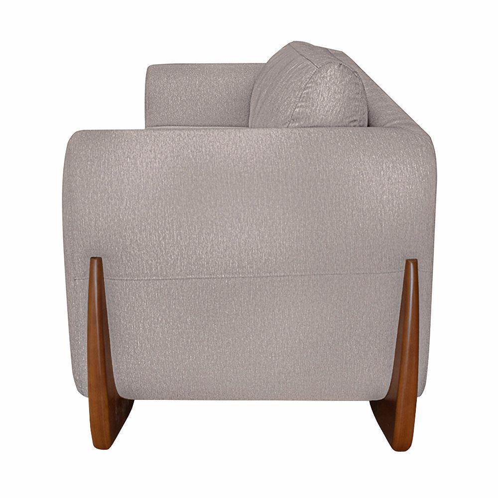 Poltrona Decorativa Pés Em Madeira Buzz Linho Areia Rústico - 2