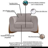 Poltrona Decorativa Pés Em Madeira Buzz Linho Areia Rústico - 7