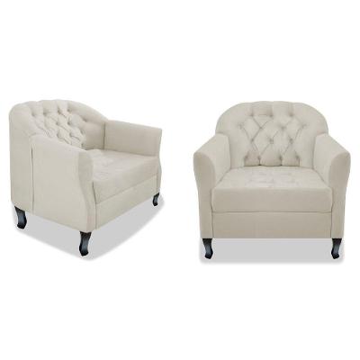 Kit 02 Poltrona Julia A02 Suede Doce Sonho Móveis Cor Bege