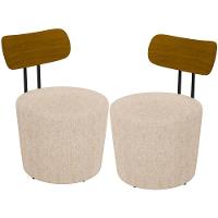 Kit 02 Poltronas Base Fixa Luara M03 Linho Cru - 1