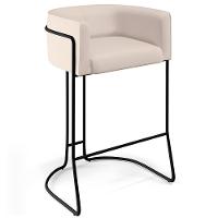 Kit 04 Banquetas Fixa Preto Veludo Bege C-309 - 7