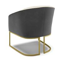 Kit 02 Poltronas Preto Com Linho Bege A19 Base Dourada