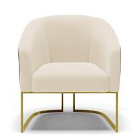 Kit 02 Poltronas Preto Com Linho Bege A19 Base Dourada - 6