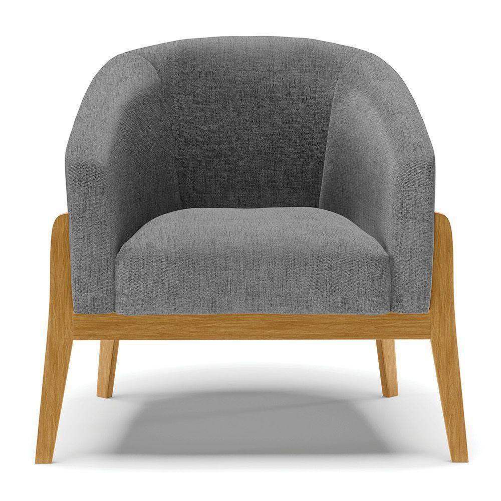 Kit 02 Poltronas Grafite A26 Base Madeira Castanho - 7