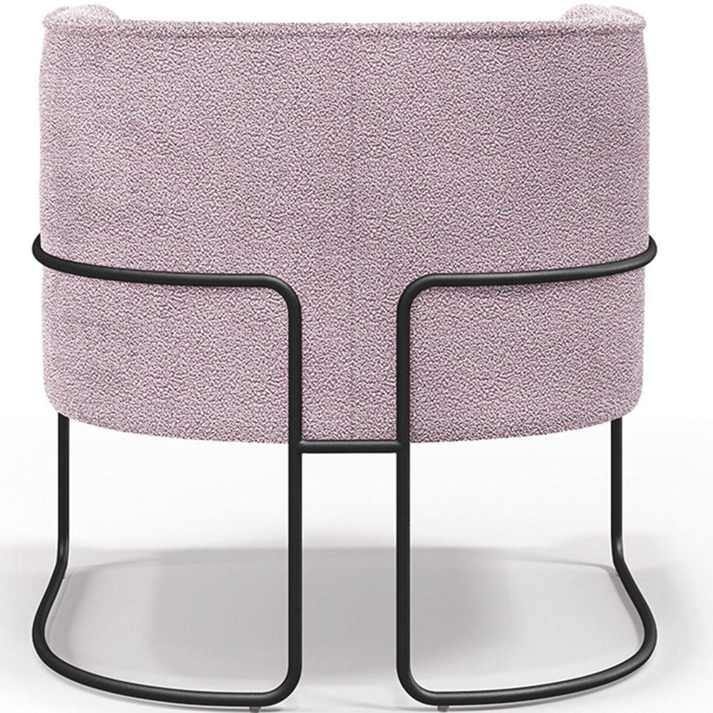Kit 02 Poltronas Fixa Base Aço Preto Betina D02 Bouclê Rosê - 2