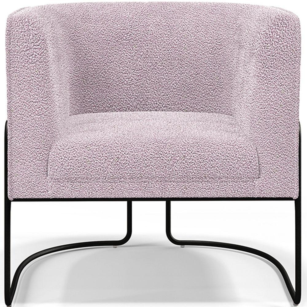 Kit 02 Poltronas Fixa Base Aço Preto Betina D02 Bouclê Rosê - 6