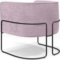 Kit 02 Poltronas Fixa Base Aço Preto Betina D02 Bouclê Rosê - 5