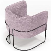 Kit 02 Poltronas Fixa Base Aço Preto Betina D02 Bouclê Rosê - 7