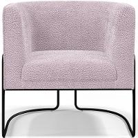 Kit 02 Poltronas Fixa Base Aço Preto Betina D02 Bouclê Rosê - 11