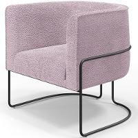 Kit 02 Poltronas Fixa Base Aço Preto Betina D02 Bouclê Rosê - 19