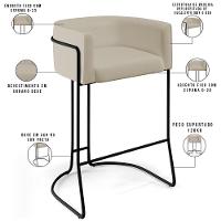 Kit 04 Banquetas Fixa Preto Corano Bege C-26 - 6