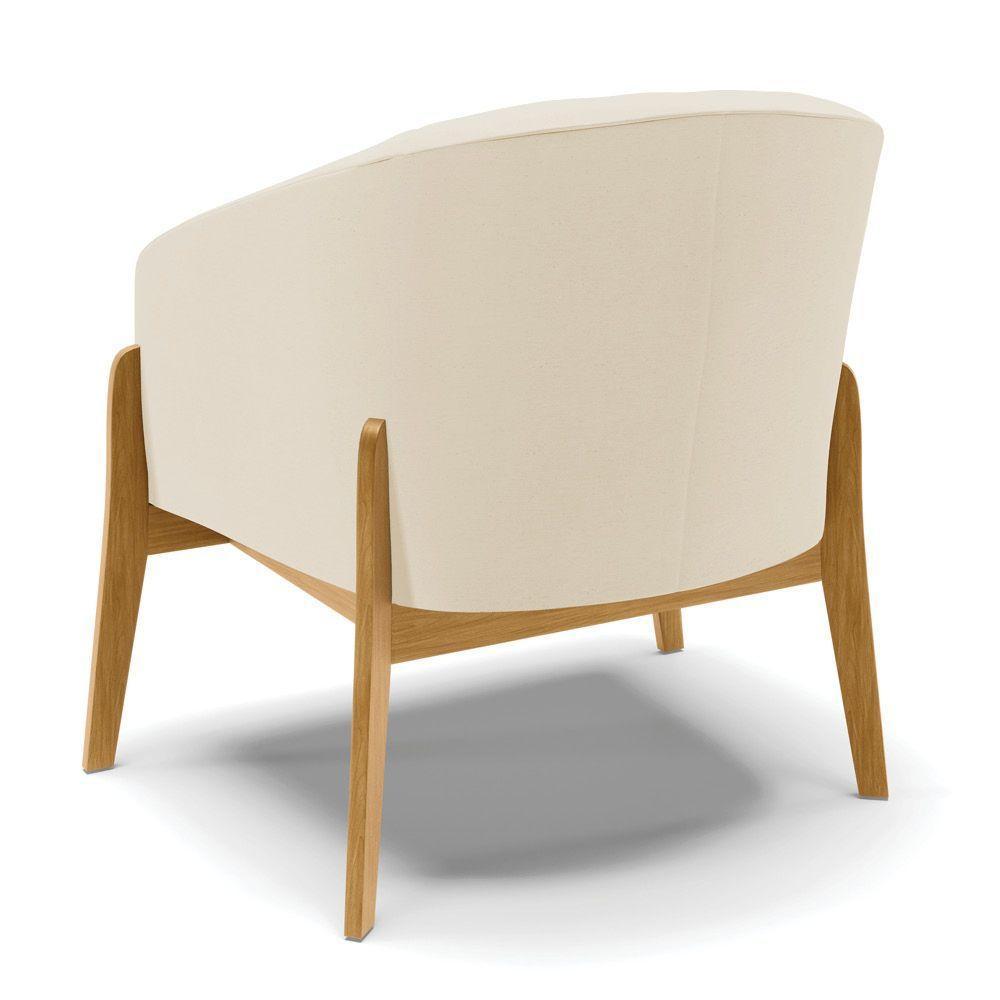 Poltrona Stella Linho Bege A19 Base Madeira Castanho - 4