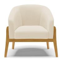 Poltrona Stella Linho Bege A19 Base Madeira Castanho - 6