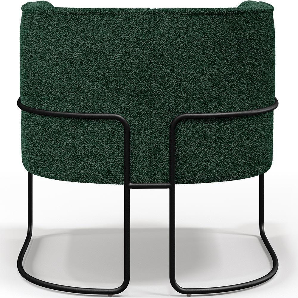 Kit 02 Poltronas Fixa Base Aço Preto Betina D02 Bouclê Verde - 5