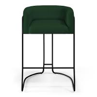 Kit 04 Banquetas Fixa Preto Veludo Verde Musgo C-303