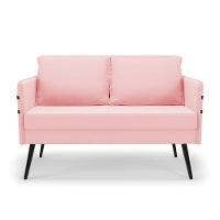 Kit 01 Namoradeira E 02 Poltronas Suede Rosa Bebê - 25