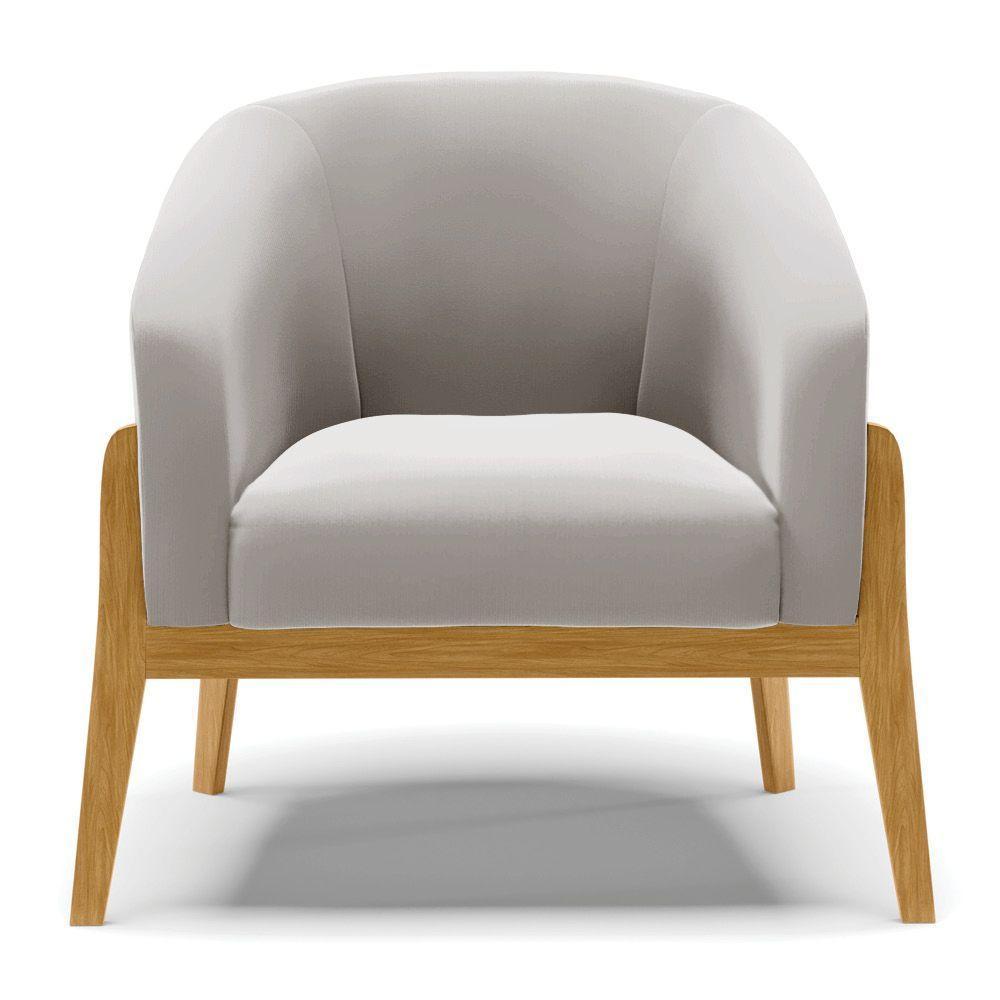 Poltrona Stella Veludo Base Madeira Castanho - D'rossi Cor Cinza - 7