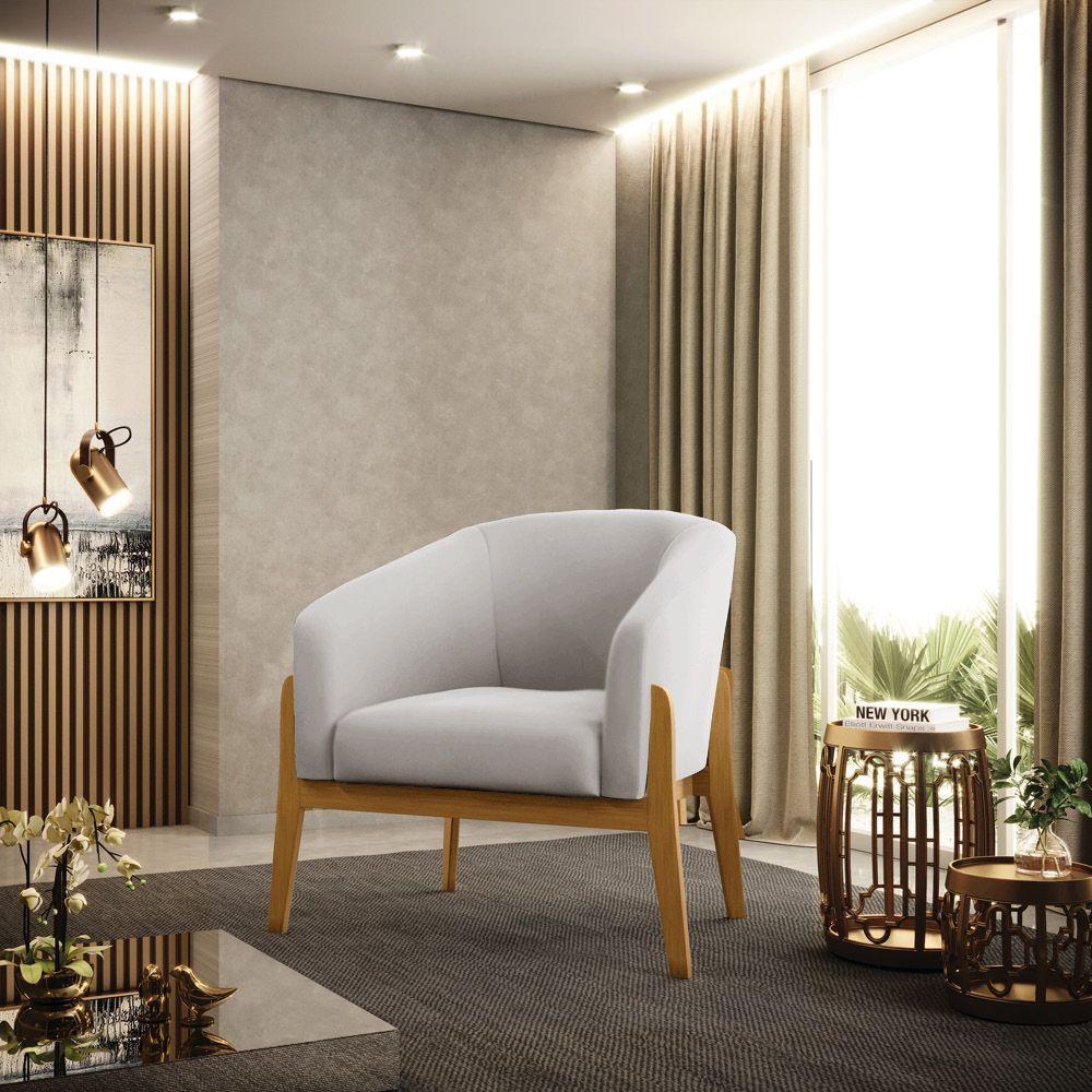 Poltrona Stella Veludo Base Madeira Castanho - D'rossi Cor Cinza - 8