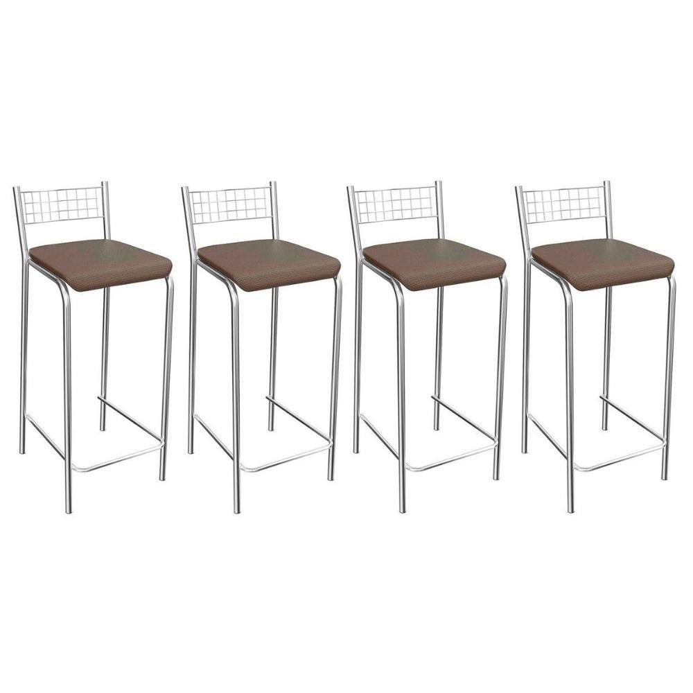 Banqueta Sala de Jantar Gênova 1B705CR 4 Un Cromado/Courano Marrom - Kappesberg - 1