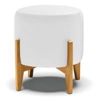 Kit 01 Poltrona E 01 Puff Branco Base Madeira Castanho - 6