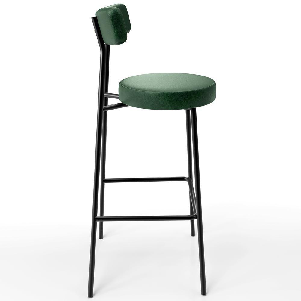 Kit 05 Banquetas Altas Estrutura Em Aço Milão Verde Musgo - 3