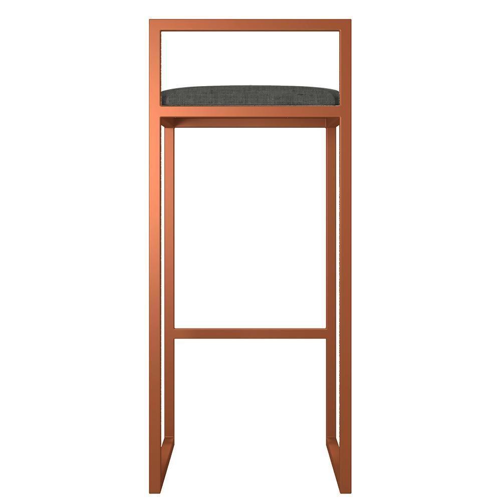 Kit 02 Banquetas Alta Hanna Bronze Linho Chumbo - 5