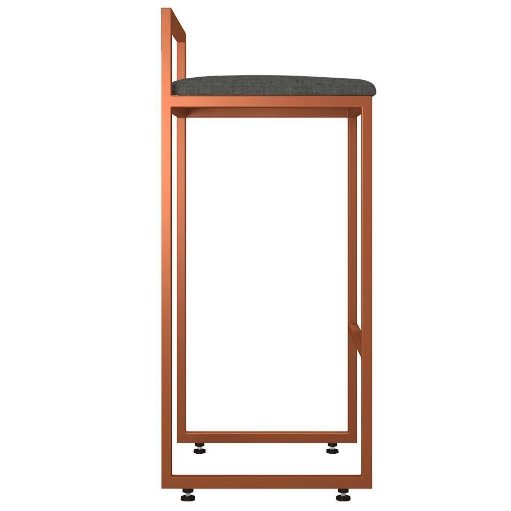 Kit 02 Banquetas Alta Hanna Bronze Linho Chumbo - 6