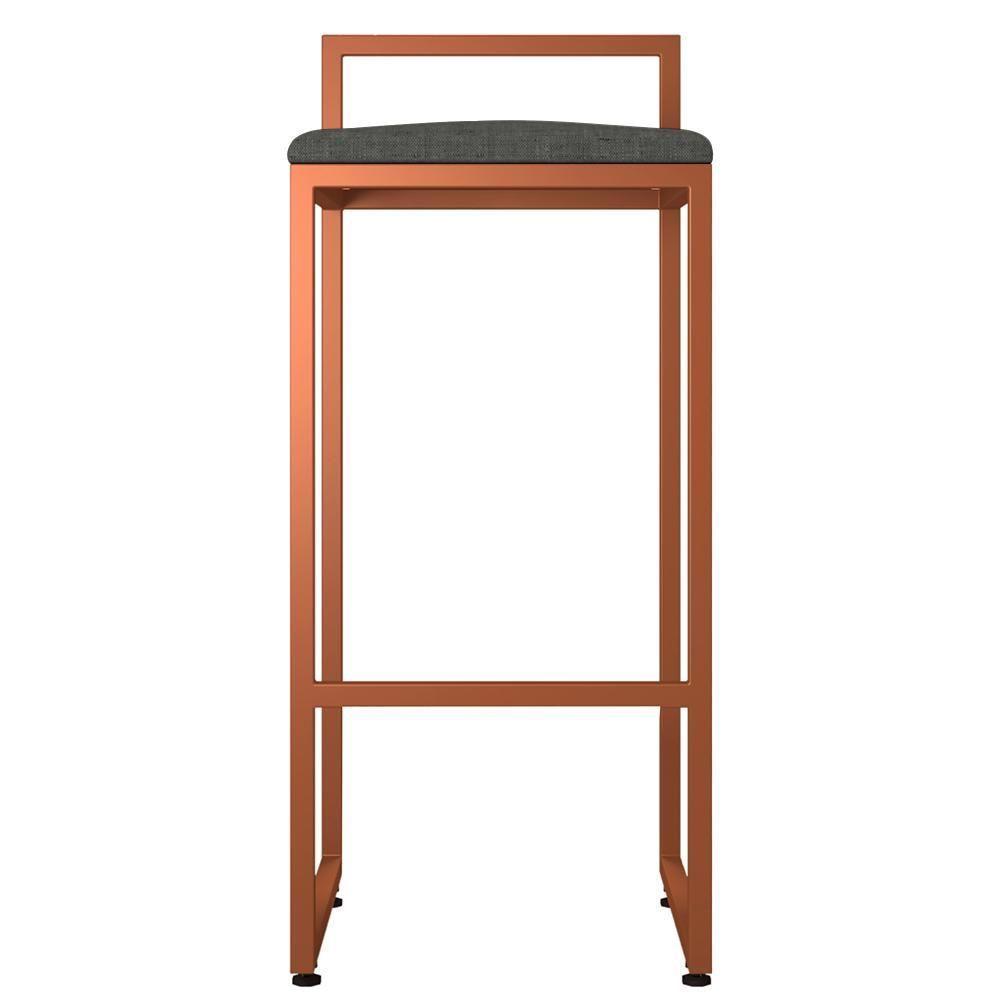 Kit 02 Banquetas Alta Hanna Bronze Linho Chumbo - 7