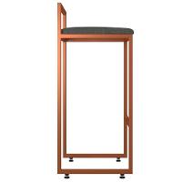 Kit 02 Banquetas Alta Hanna Bronze Linho Chumbo - 6