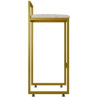 Kit 03 Banquetas Alta Hanna Dourado Linho Bege