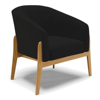 Poltrona Stella Linho Base Madeira Castanho - D'rossi Cor A79 Preto