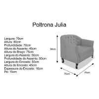 Kit 02 Poltrona Julia A02 Suede Doce Sonho Móveis Cinza