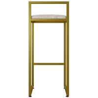 Kit 02 Banquetas Alta Hanna Dourado Linho Bege - 3