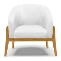 Poltrona Stella Corino Branco Base Madeira Castanho - 19