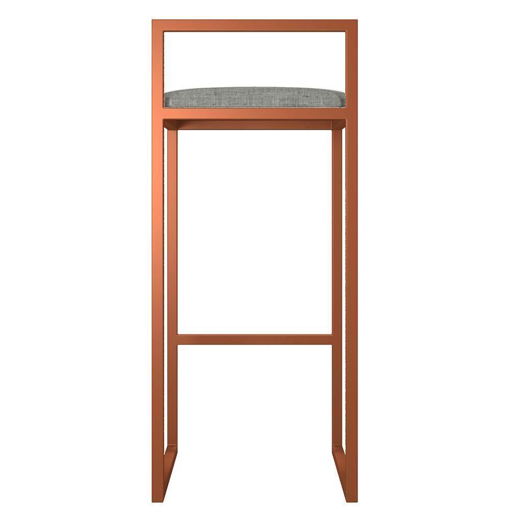 Kit 04 Banquetas Alta Hanna Bronze Linho Cinza Escuro - 5