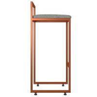 Kit 04 Banquetas Alta Hanna Bronze Linho Cinza Escuro - 6