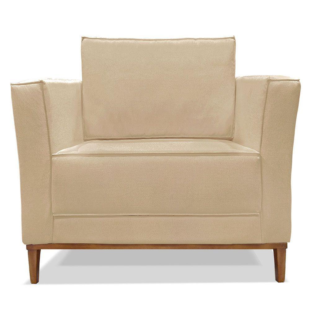 Kit 2 Poltronas Para Vega Linho Dourado Pés Castanho - 6