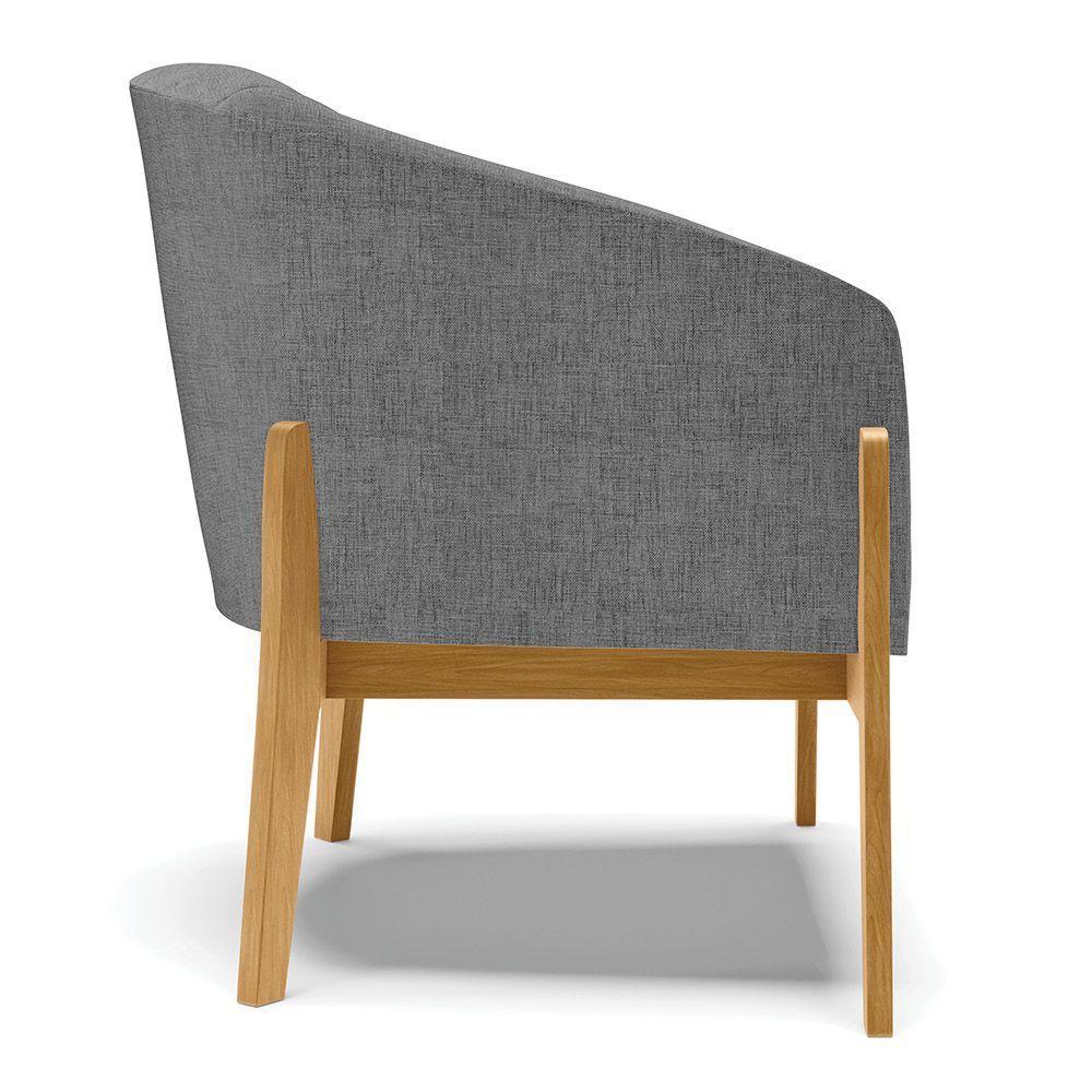 Poltrona Stella Linho Base Madeira Castanho - D'rossi Cor A26 Grafite - 5