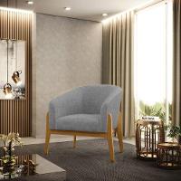 Poltrona Stella Linho Base Madeira Castanho - D'rossi Cor A26 Grafite - 7