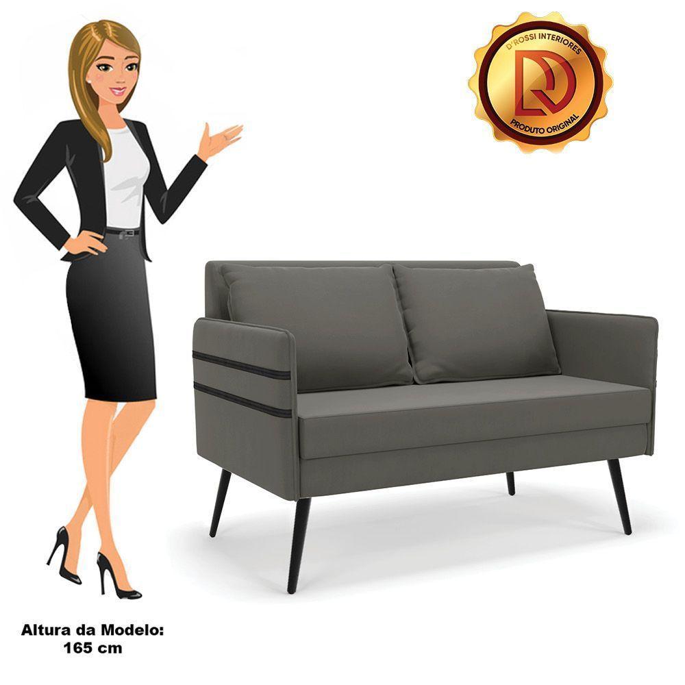 Namoradeira 02 Lugares Mari Suede Grafite De Ferro - 2