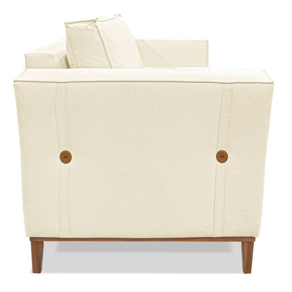 Kit 2 Poltronas Para Vega Linho Pés Castanho Bege - 5