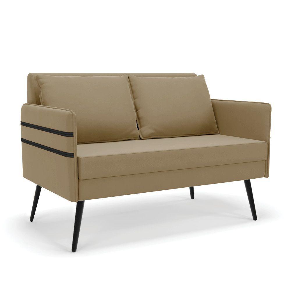 Namoradeira 02 Lugares Mari Suede Marrom Rato De Ferro - 1